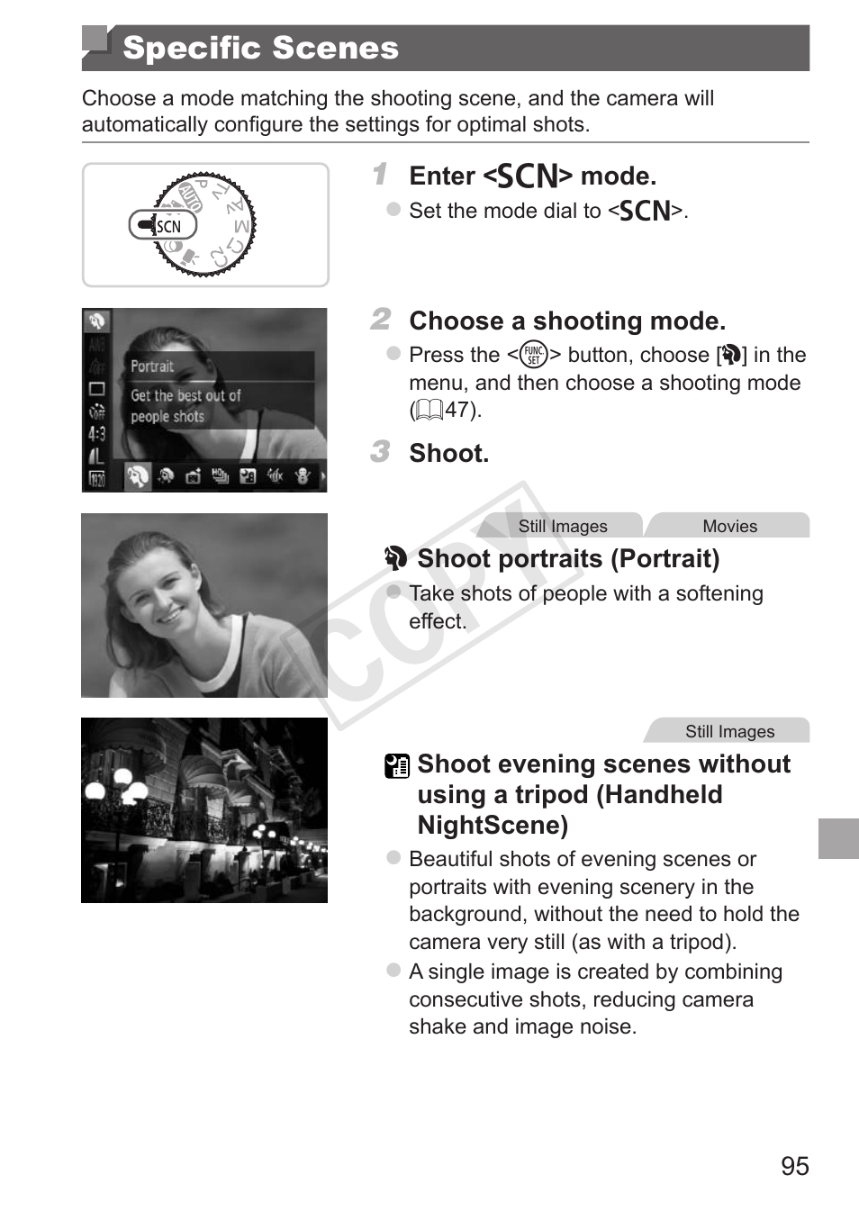 Specific scenes, Cop y | Canon PowerShot G15 User Manual | Page 95 / 316