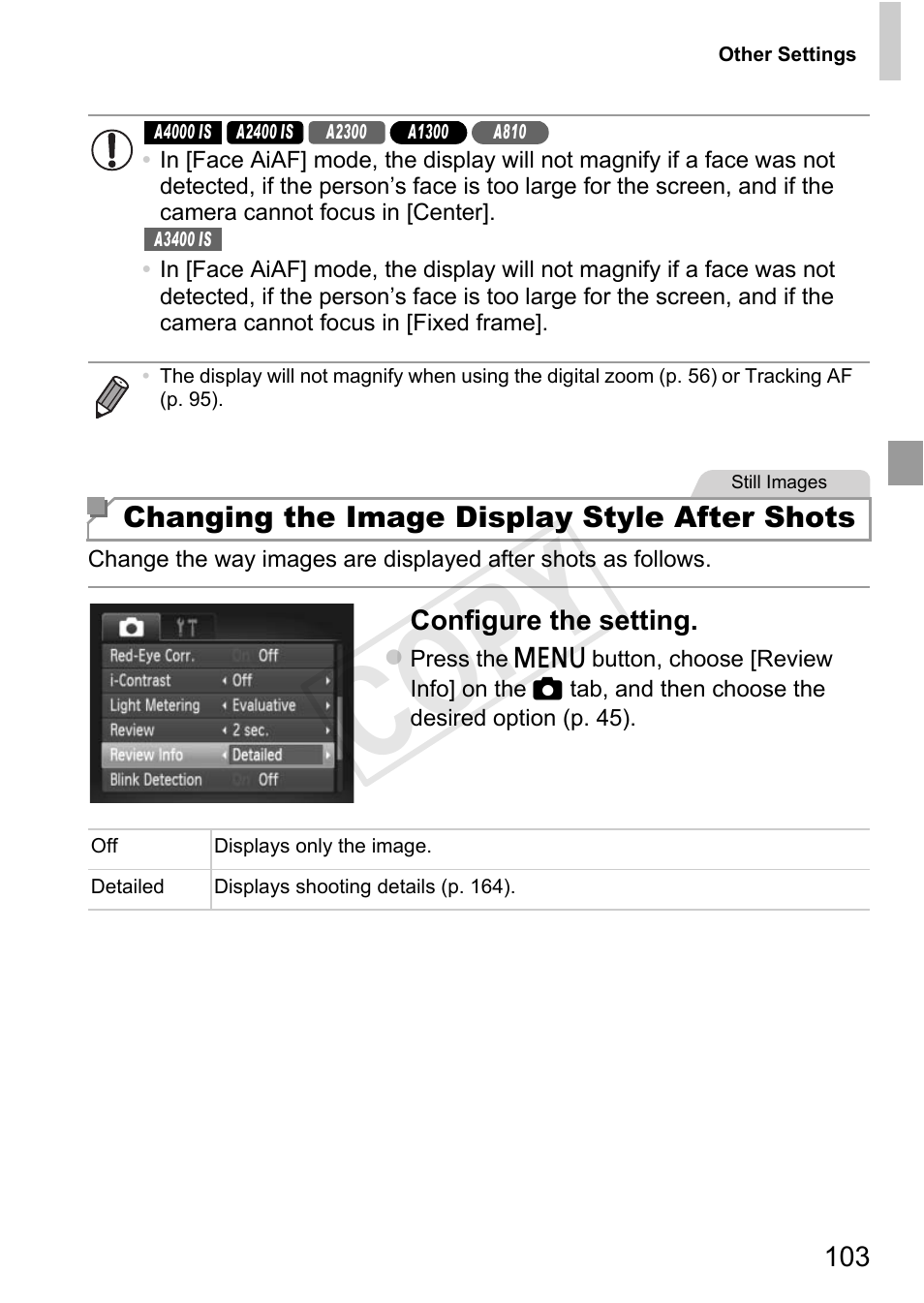 Cop y | Canon PowerShot A4000 IS User Manual | Page 103 / 182