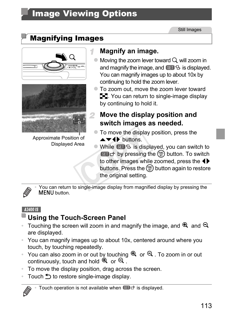 Image viewing options, Cop y | Canon PowerShot A4000 IS User Manual | Page 113 / 182