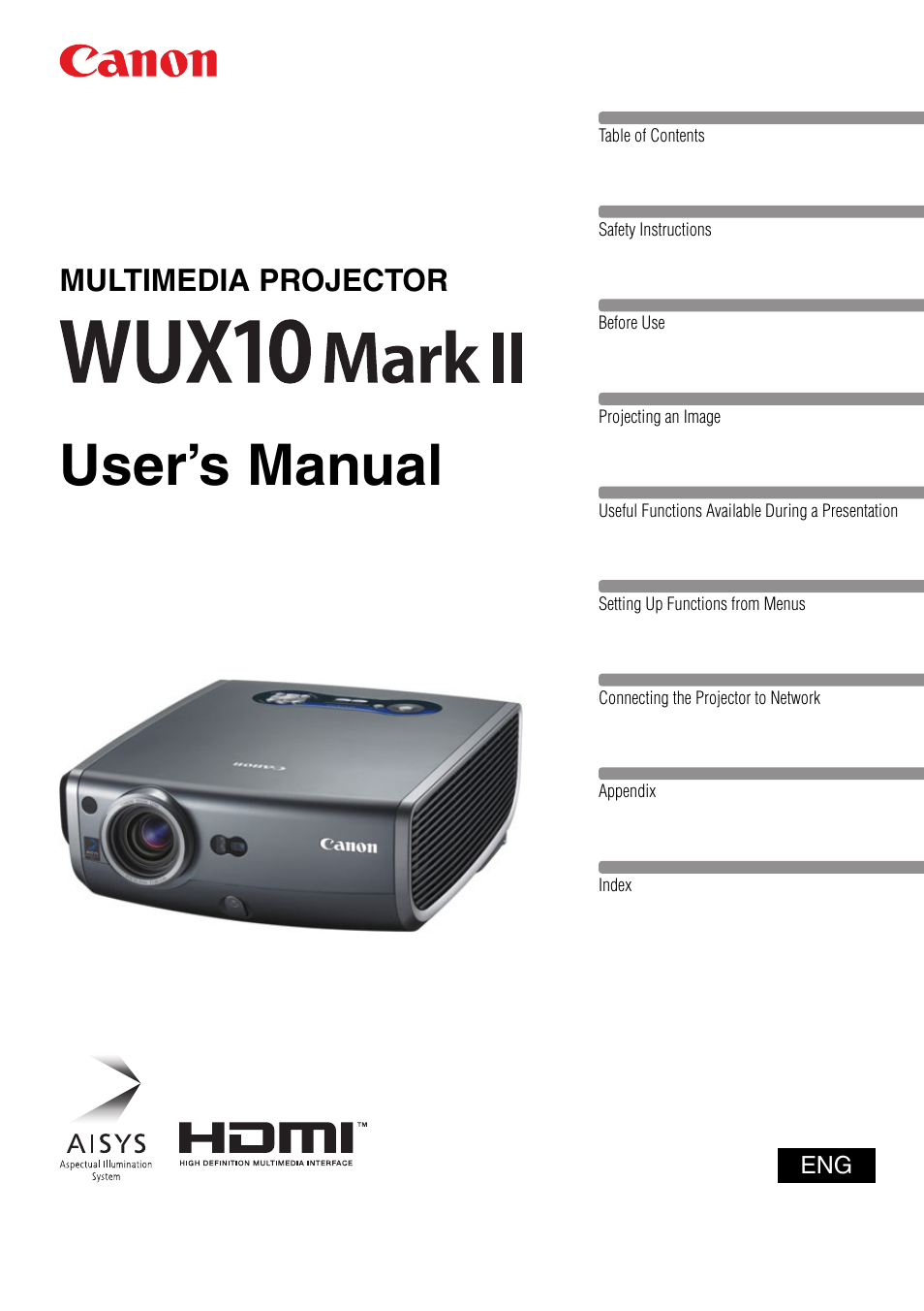 Canon REALIS WUX10 MARK II D User Manual | 146 pages