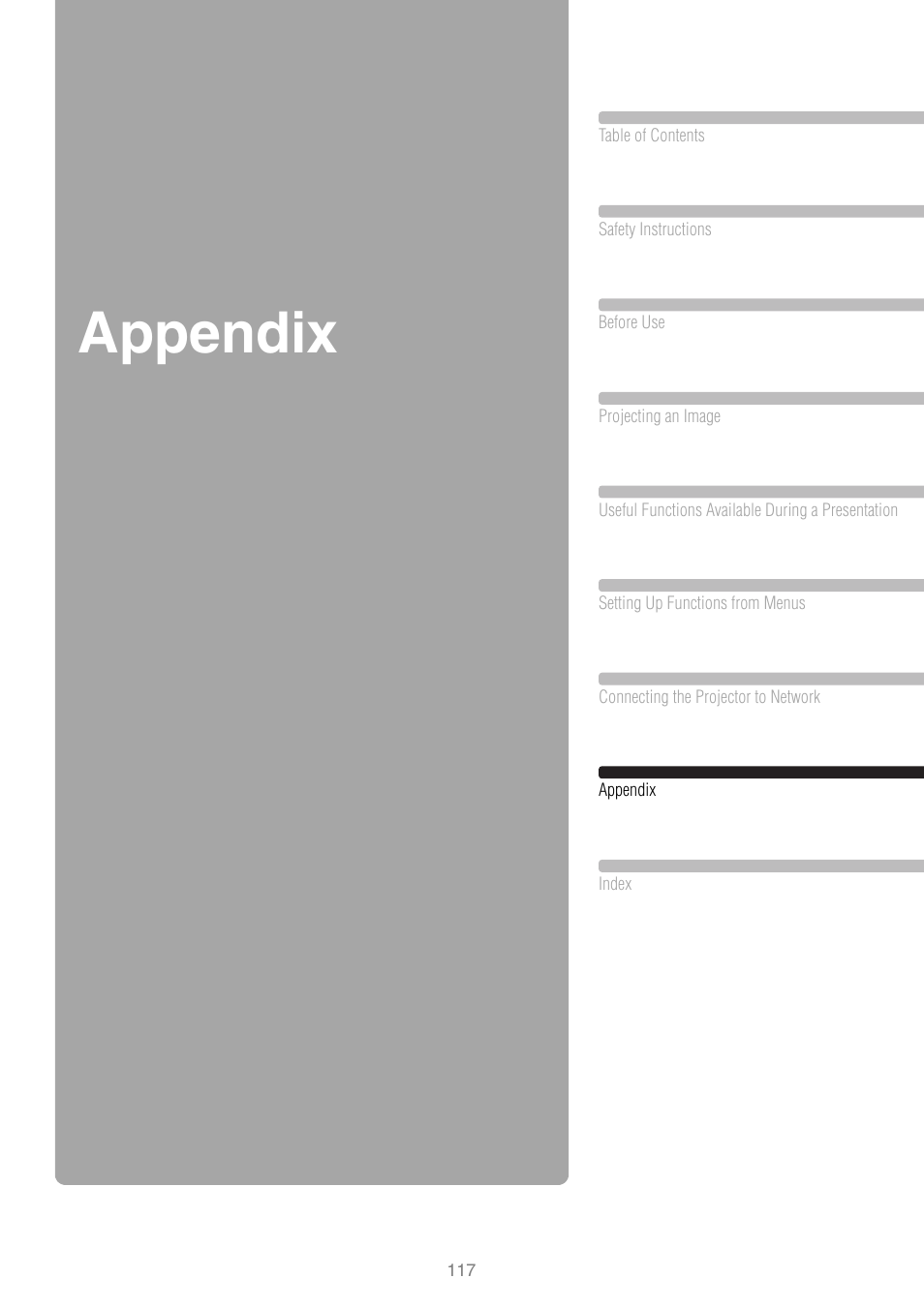 Appendix | Canon REALIS WUX10 MARK II D User Manual | Page 117 / 146