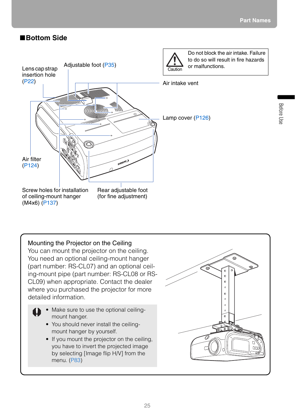 Bottom side | Canon REALIS WUX10 MARK II D User Manual | Page 25 / 146