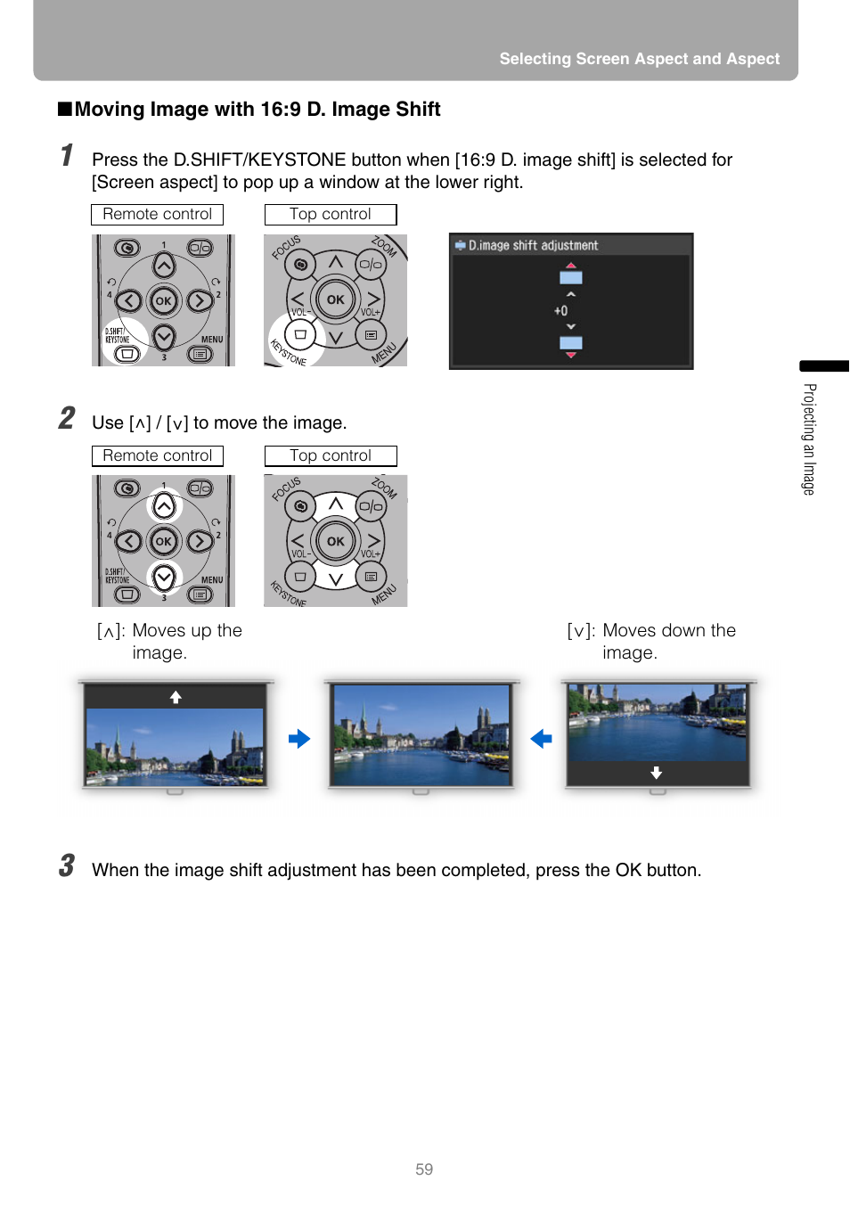 Moving image with 16:9 d. image shift | Canon REALIS WUX10 MARK II D User Manual | Page 59 / 146