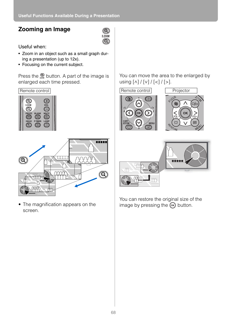 Zooming an image | Canon REALIS WUX10 MARK II D User Manual | Page 68 / 146