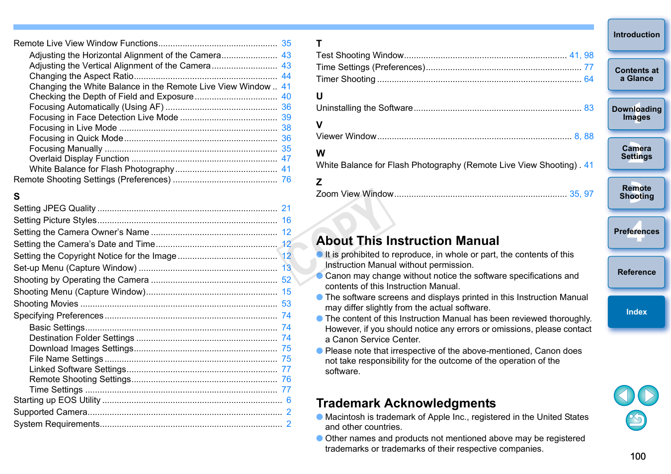 About this instruction manual, Trademark acknowledgments, Cop y | Canon EOS 60DA User Manual | Page 101 / 101