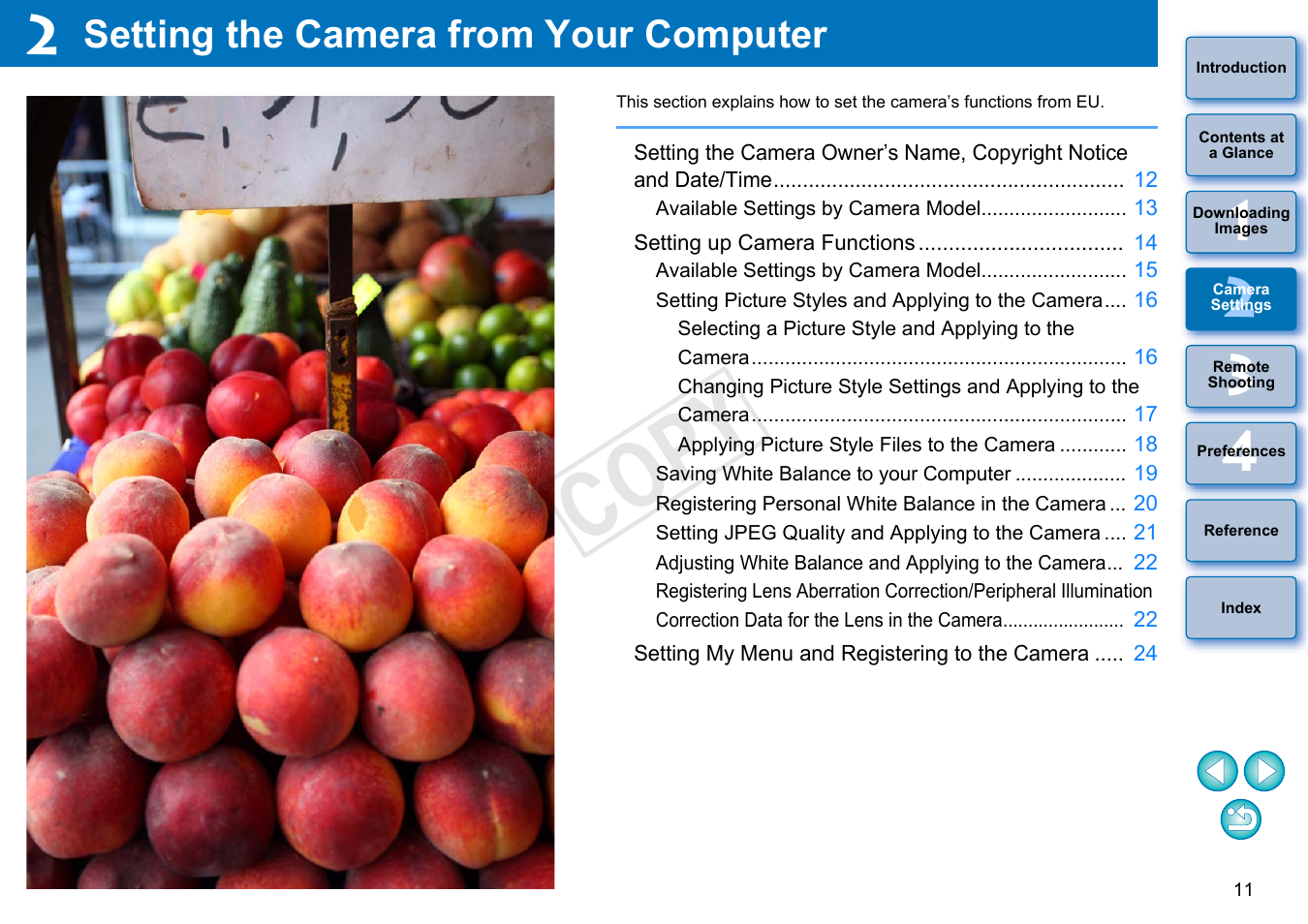Setting the camera from your computer, Camera, Settings | C op y | Canon EOS 60DA User Manual | Page 12 / 101