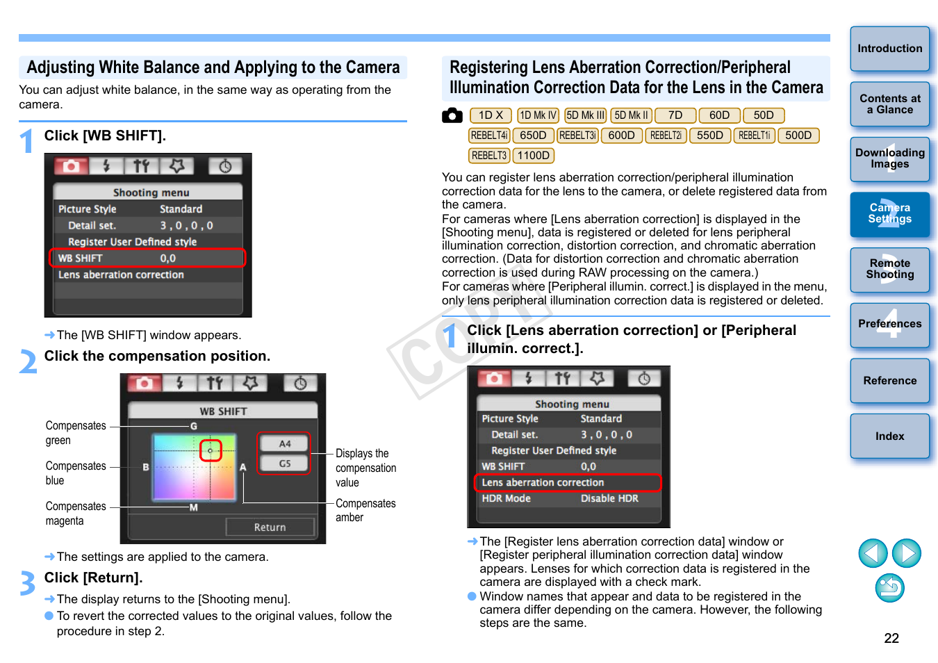 P.22, Adjusting white balance and applying to the camera, P.22) | Cop y | Canon EOS 60DA User Manual | Page 23 / 101