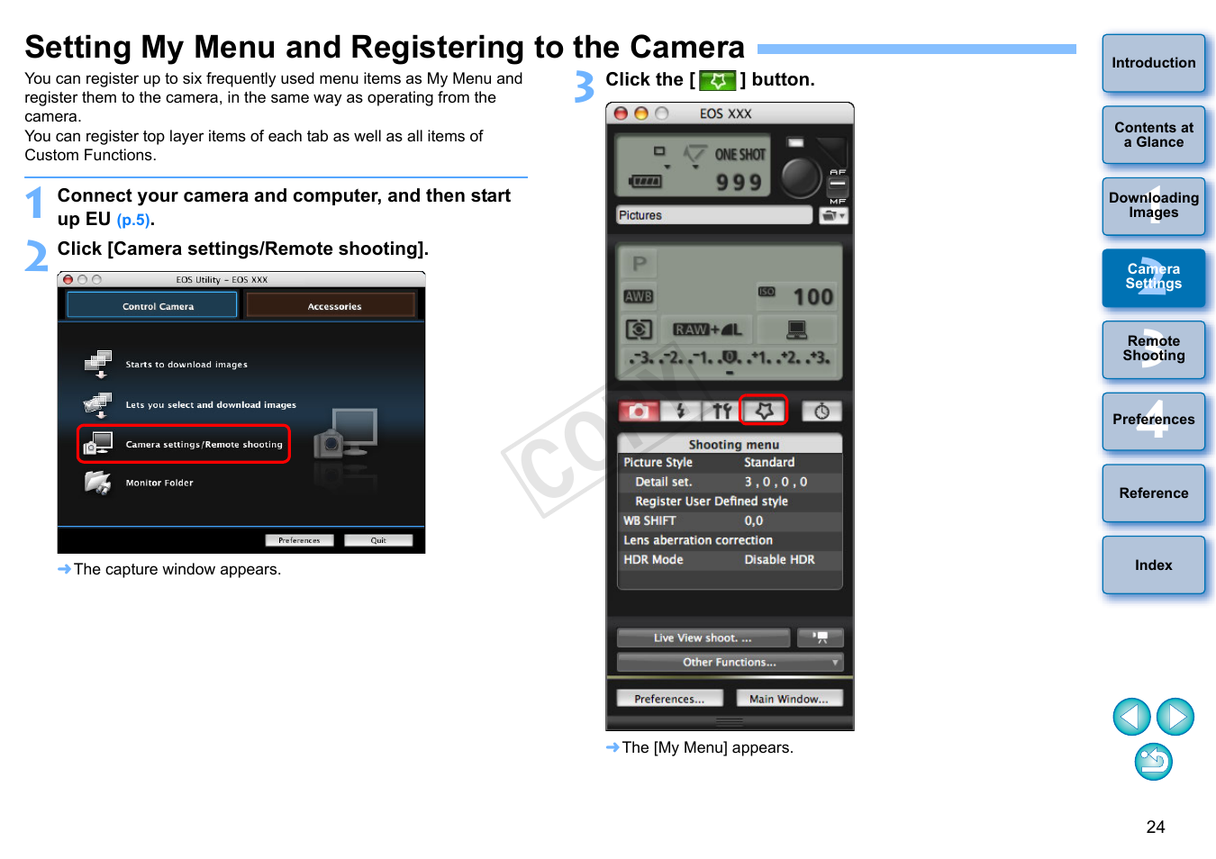 Setting my menu and registering to the camera, P.24, Cop y | Canon EOS 60DA User Manual | Page 25 / 101