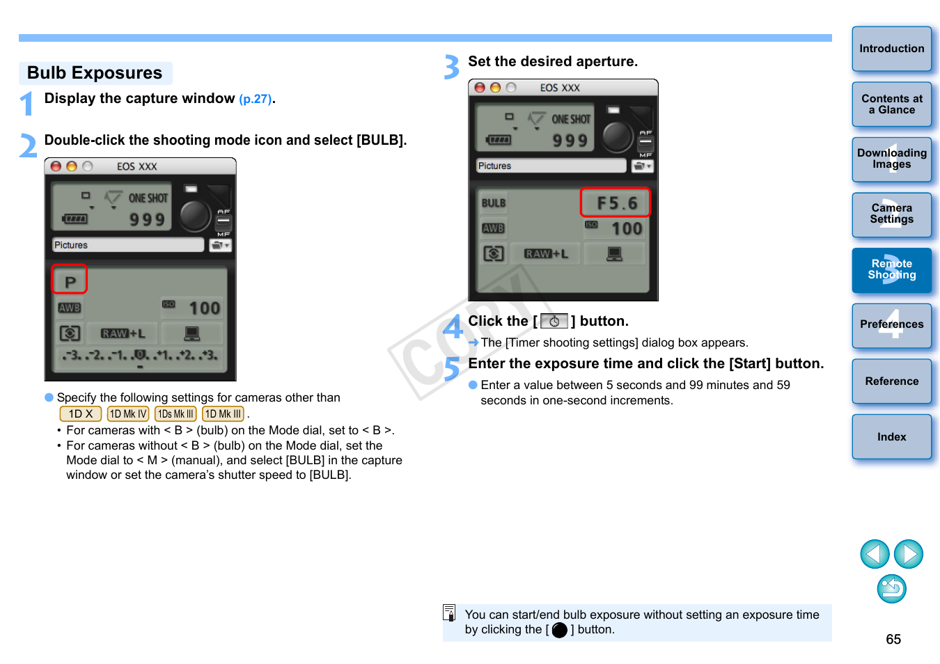 Bulb exposures, Cop y | Canon EOS 60DA User Manual | Page 66 / 101