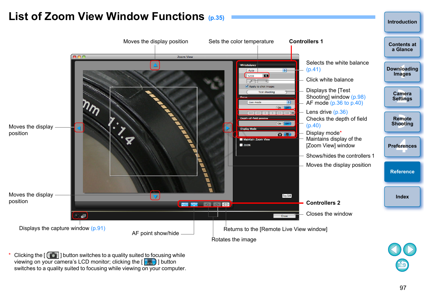 List of zoom view window functions, P.97, Cop y | Canon EOS 60DA User Manual | Page 98 / 101