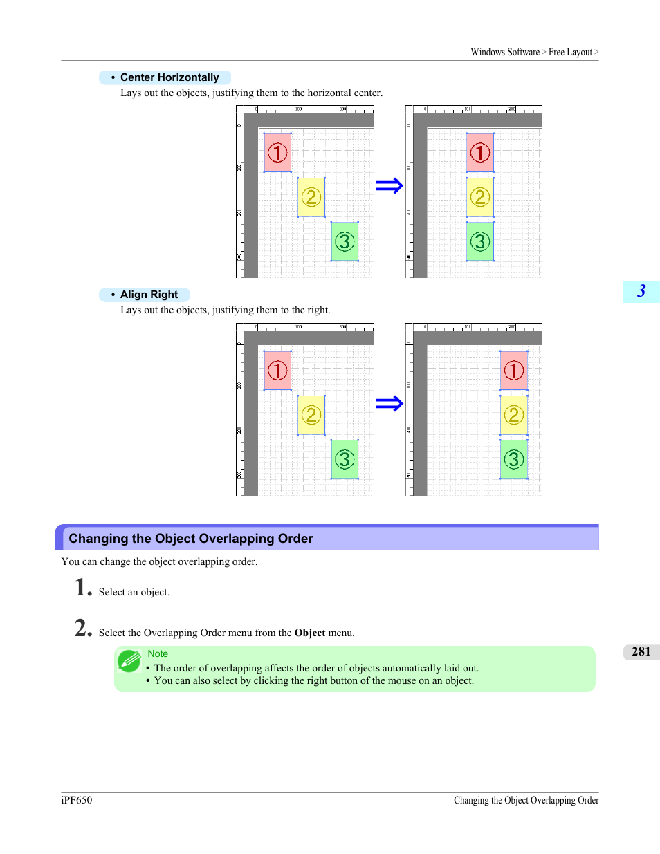 Changing the object overlapping order | Canon imagePROGRAF iPF650 User Manual | Page 297 / 878