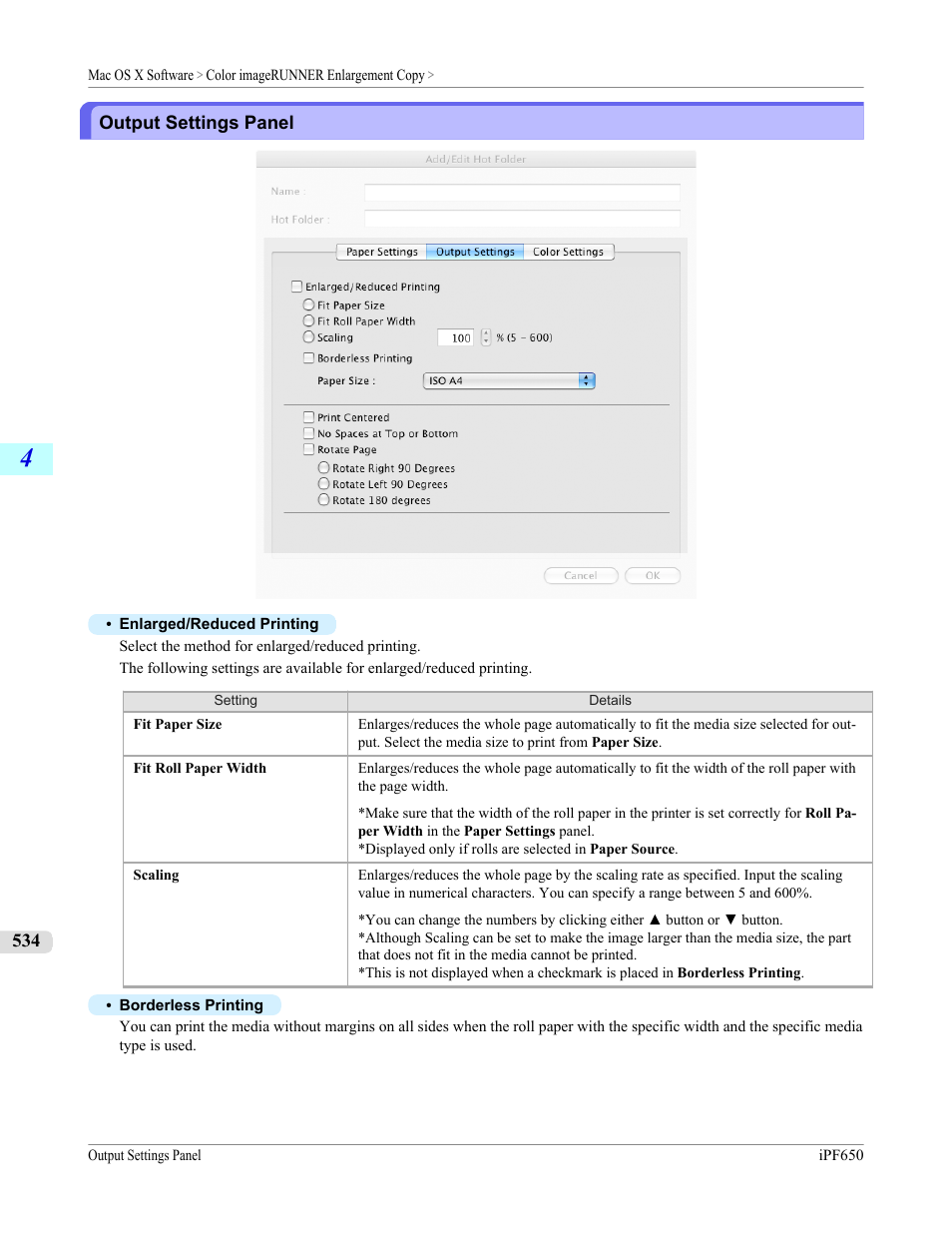 Output settings panel, P.534 | Canon imagePROGRAF iPF650 User Manual | Page 550 / 878