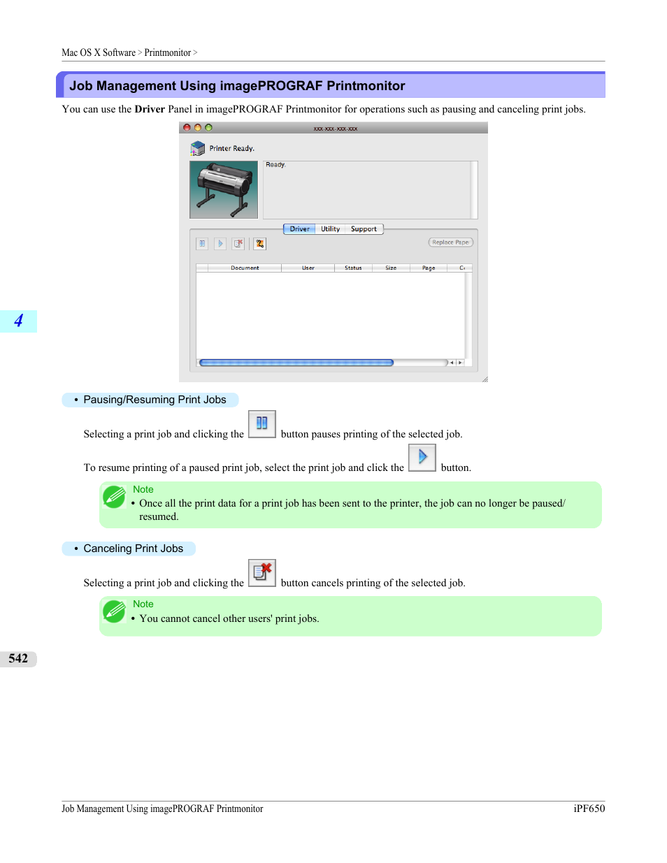 Job management using imageprograf printmonitor | Canon imagePROGRAF iPF650 User Manual | Page 558 / 878