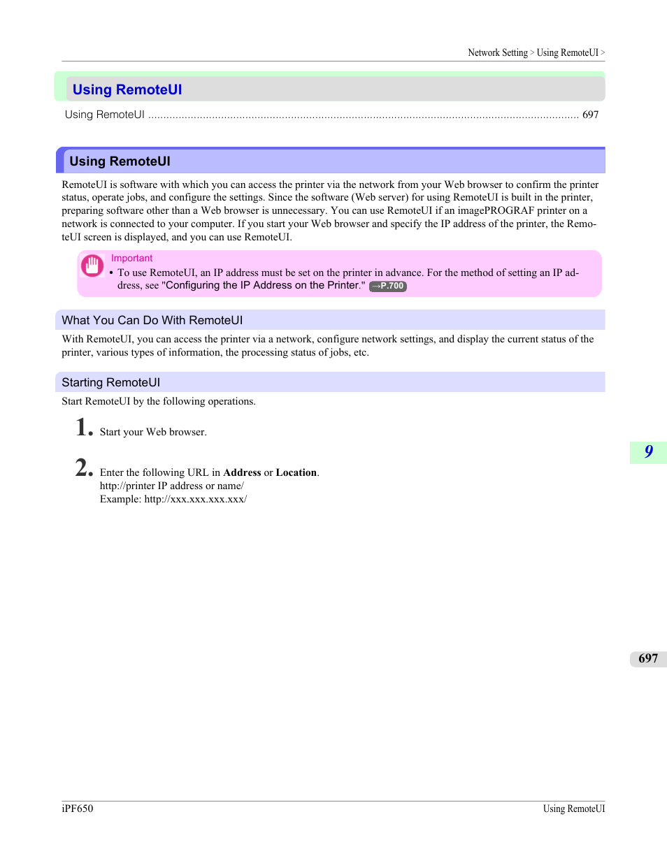Using remoteui | Canon imagePROGRAF iPF650 User Manual | Page 713 / 878