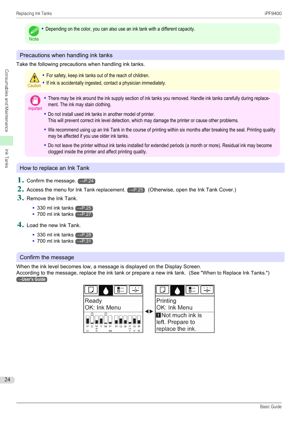 Canon imagePROGRAF iPF9400 User Manual | Page 24 / 154