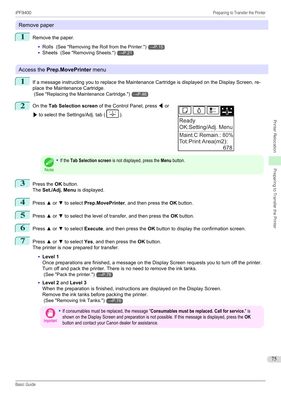 Canon imagePROGRAF iPF9400 User Manual | Page 75 / 154