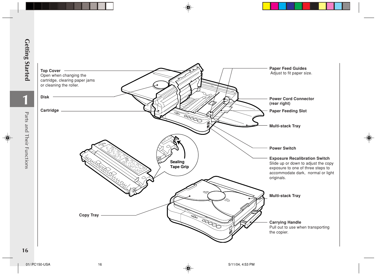 Getting started | Canon PC170 User Manual | Page 18 / 60