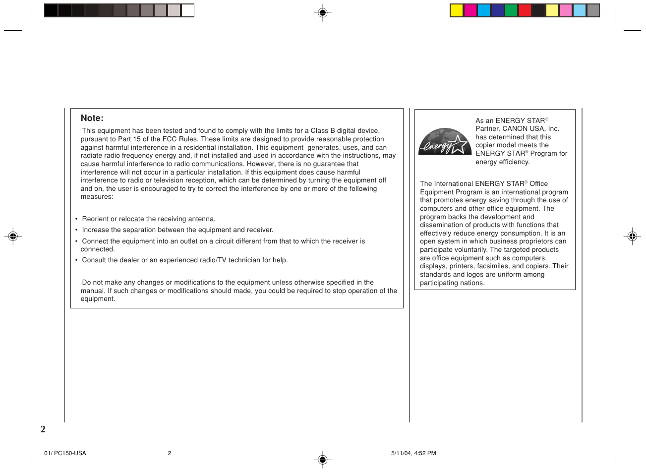 Canon PC170 User Manual | Page 4 / 60