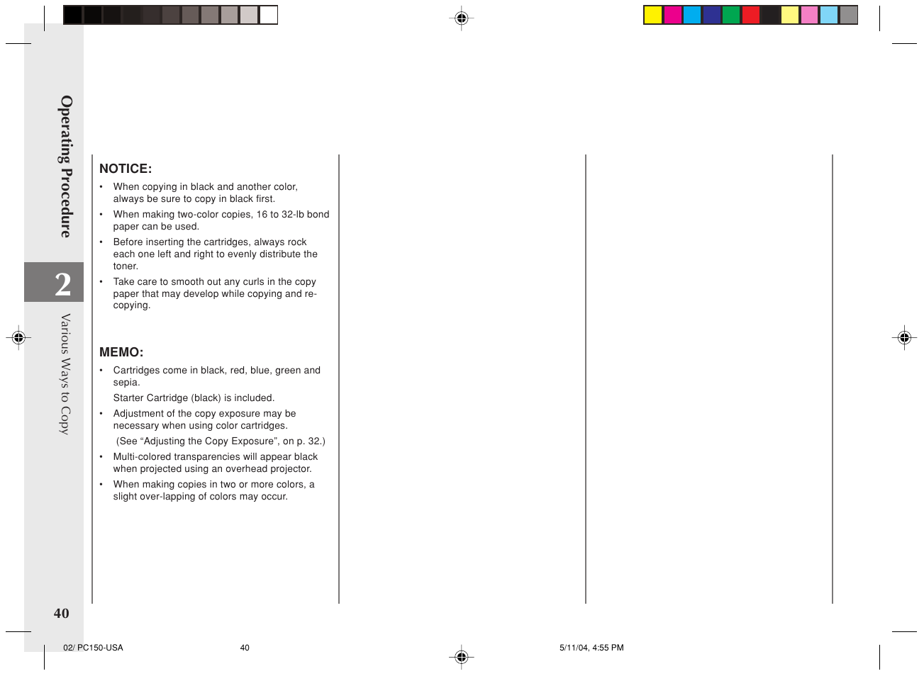 Operating procedure | Canon PC170 User Manual | Page 42 / 60