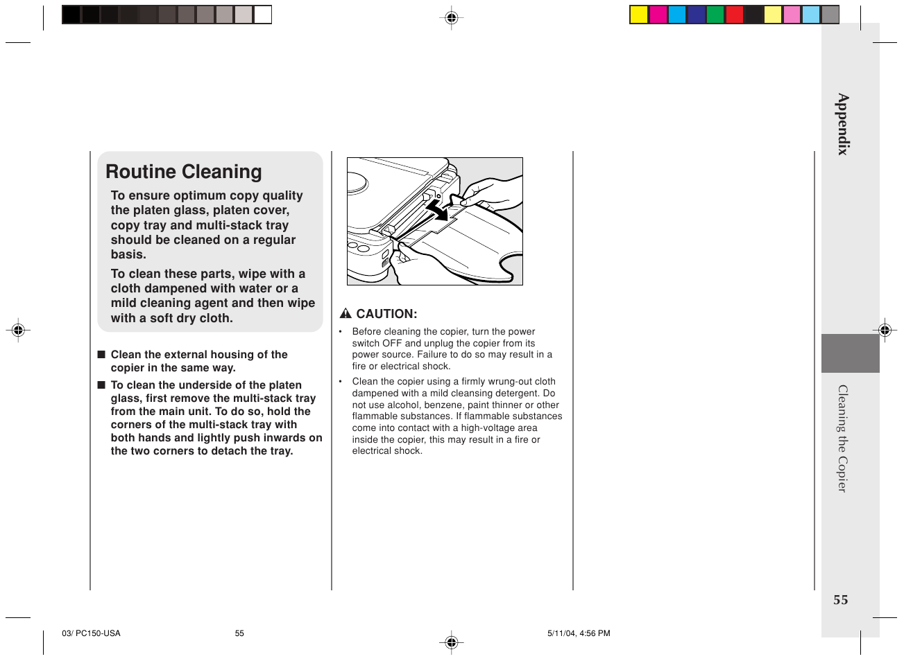 Routine cleaning | Canon PC170 User Manual | Page 57 / 60