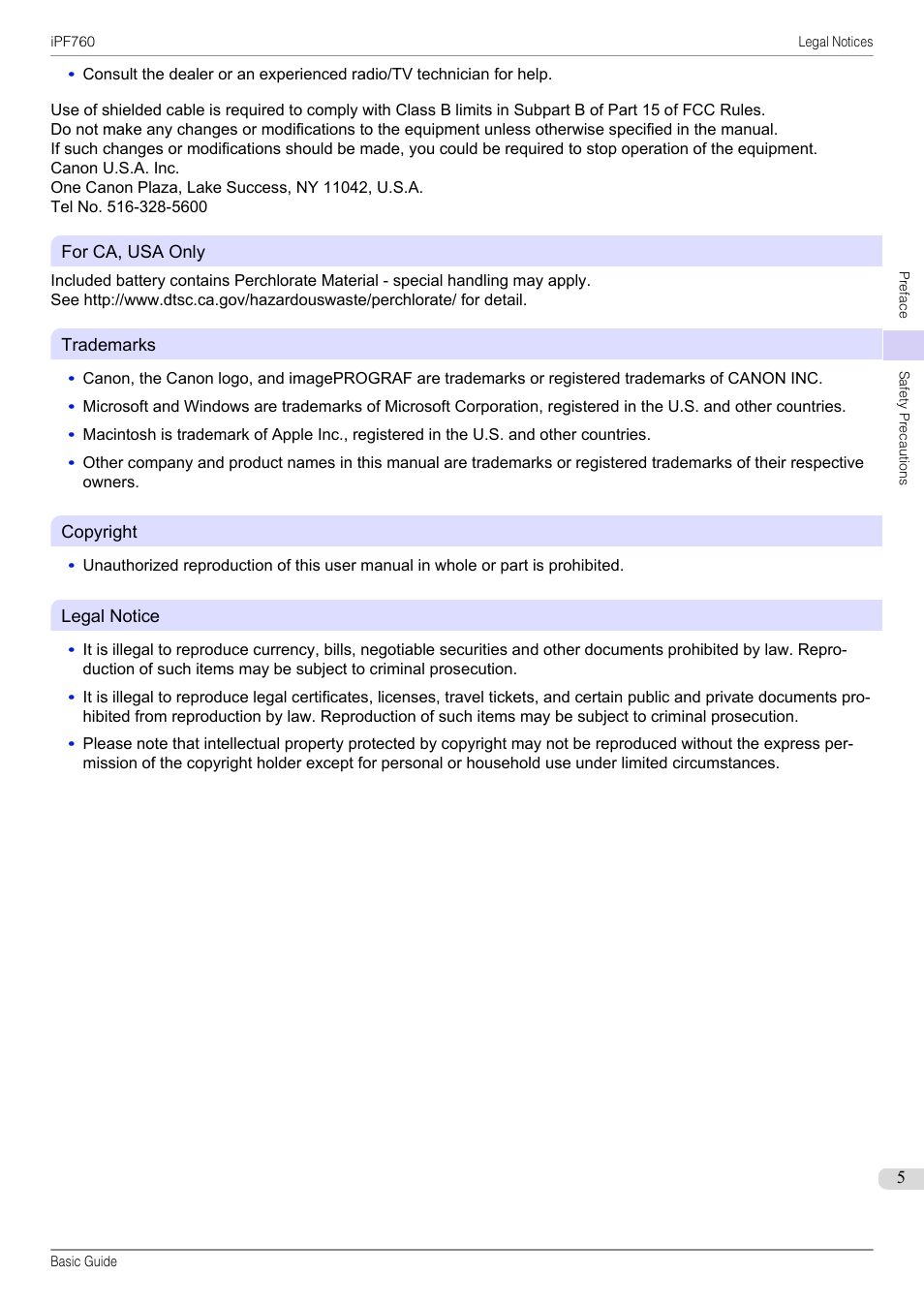 Canon imagePROGRAF iPF760 User Manual | Page 5 / 132