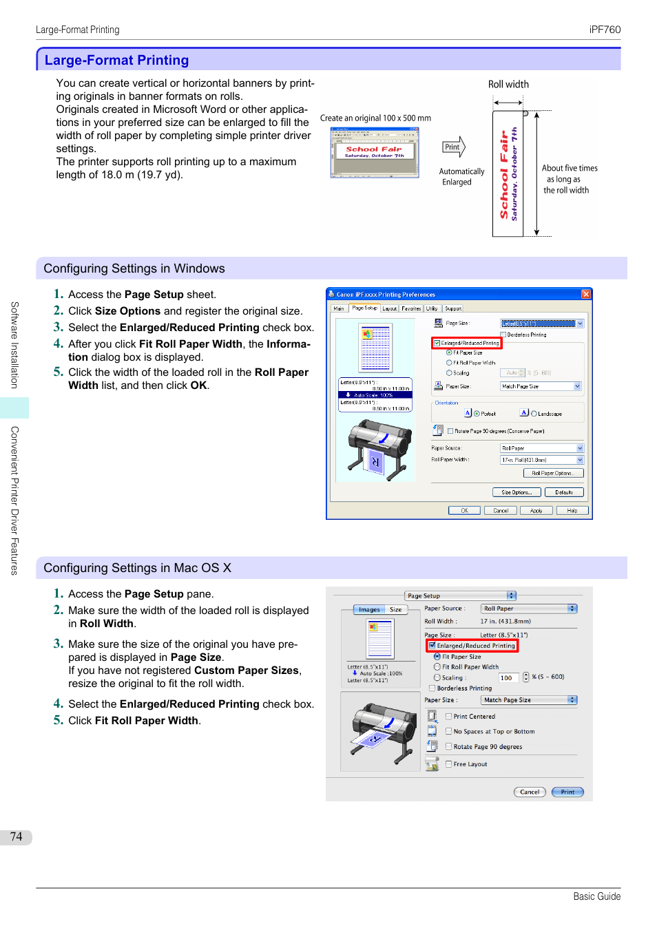 Large-format printing | Canon imagePROGRAF iPF760 User Manual | Page 74 / 132