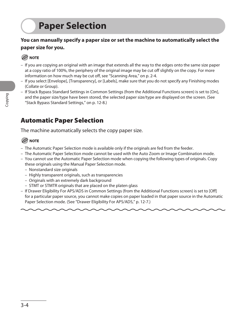 Paper selection, Automatic paper selection, Paper selection -4 | Automatic paper selection ‑4 | Canon ImageCLASS MF7480 User Manual | Page 101 / 388