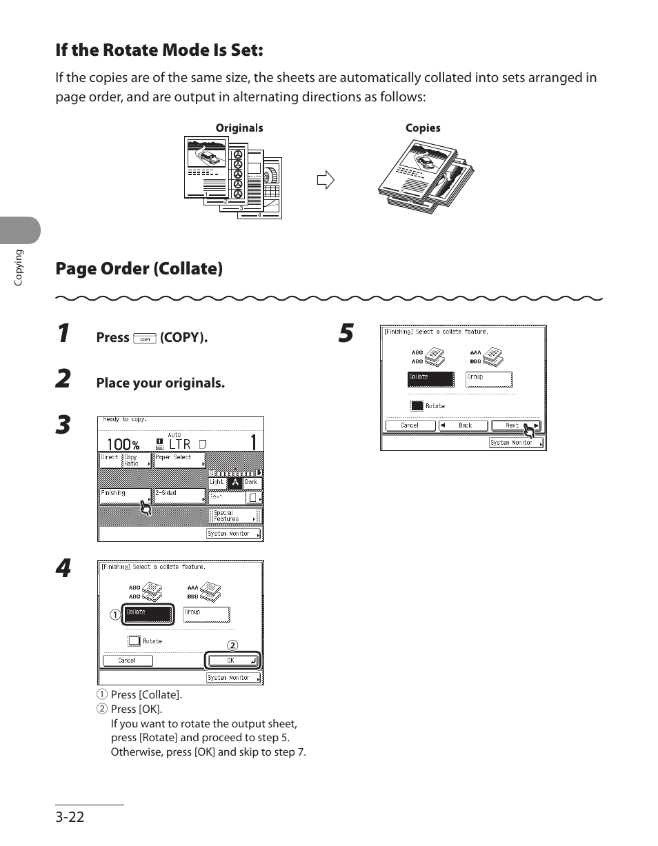 If the rotate mode is set, If the rotate mode is set: ‑22, Page order (collate) | Canon ImageCLASS MF7480 User Manual | Page 119 / 388