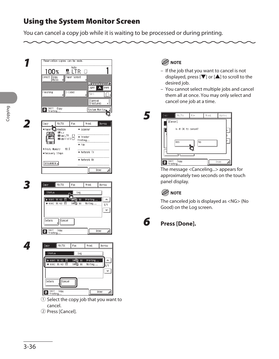 Using the system monitor screen, Using the system monitor screen ‑36 | Canon ImageCLASS MF7480 User Manual | Page 133 / 388