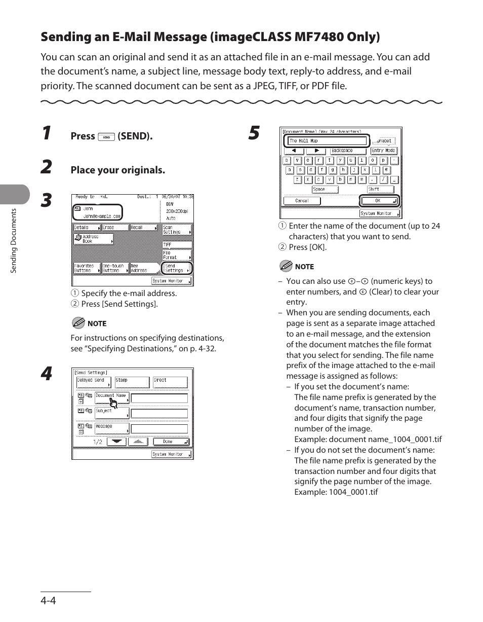 Sending an e-mail message (imageclass mf7480 only) | Canon ImageCLASS MF7480 User Manual | Page 139 / 388