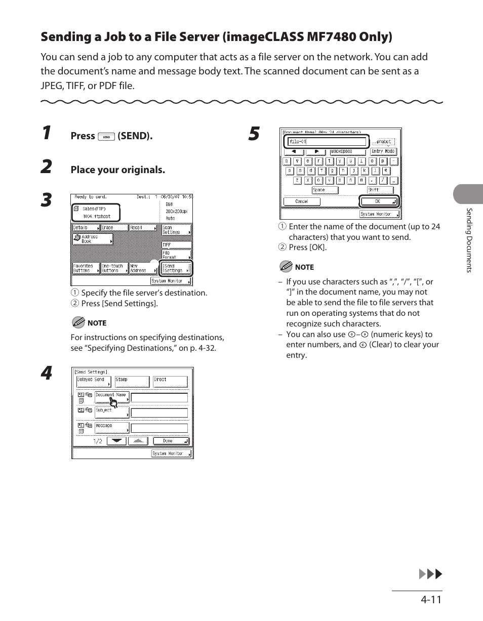 Sending a job to a file server, Imageclass mf7480 only) ‑11, 11. (s | Canon ImageCLASS MF7480 User Manual | Page 146 / 388