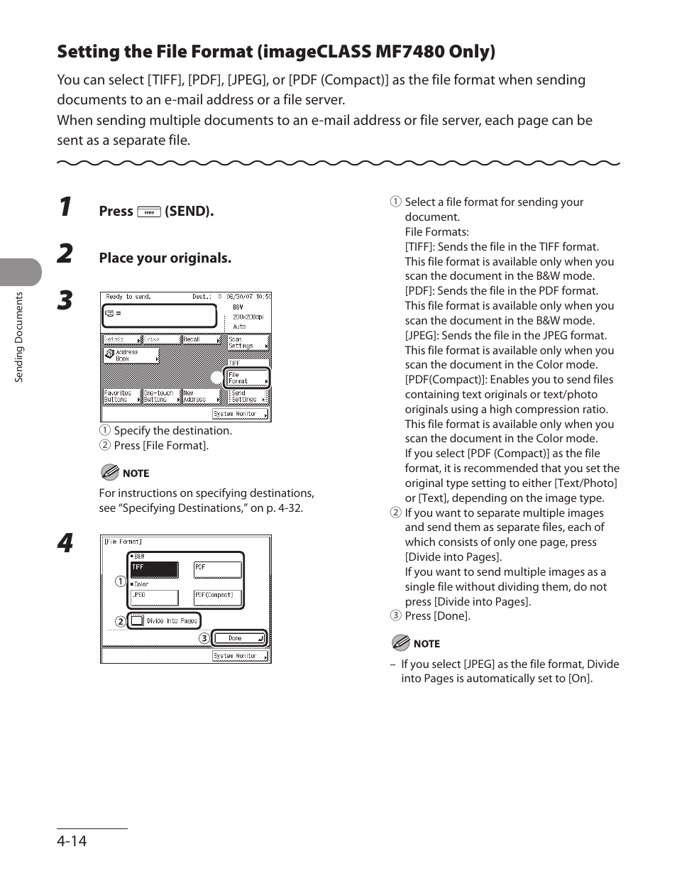 Setting the file format (imageclass mf7480 only) | Canon ImageCLASS MF7480 User Manual | Page 149 / 388