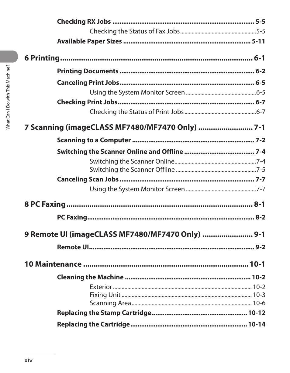 6 printing -1, 8 pc faxing -1, 10 maintenance -1 | Canon ImageCLASS MF7480 User Manual | Page 15 / 388