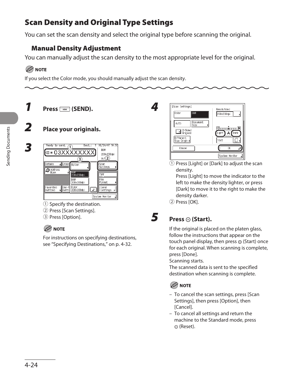 Scan density and original type settings, Scan density and original type settings ‑24 | Canon ImageCLASS MF7480 User Manual | Page 159 / 388