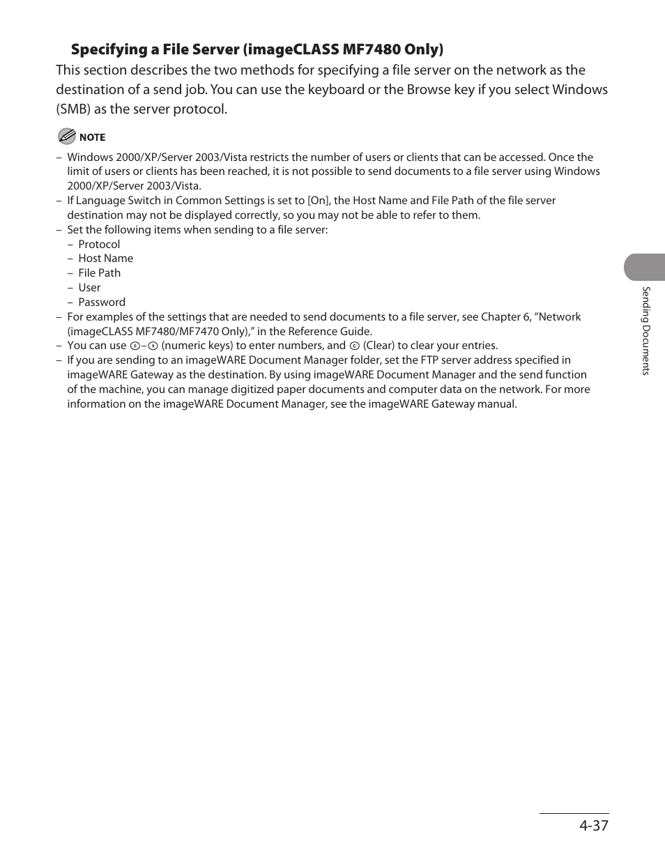 Specifying a file server (imageclass mf7480 only) | Canon ImageCLASS MF7480 User Manual | Page 172 / 388