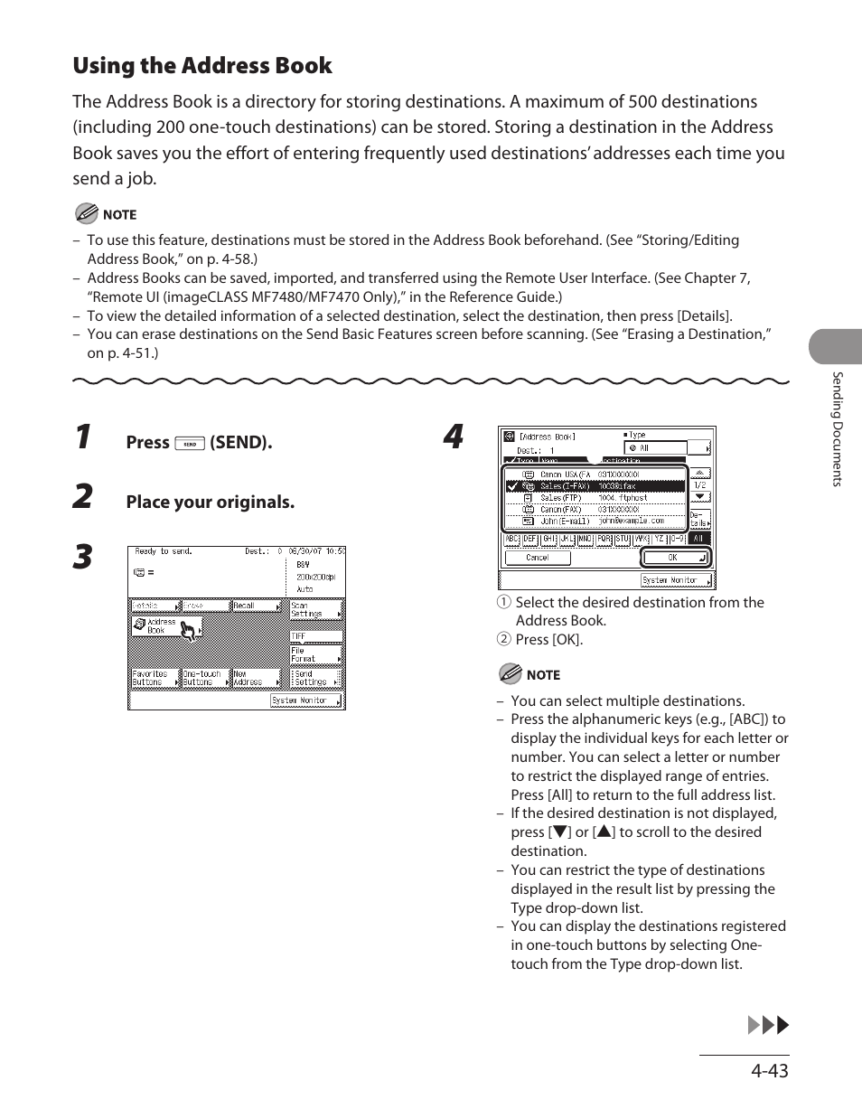 Using the address book, Using the address book ‑43 | Canon ImageCLASS MF7480 User Manual | Page 178 / 388