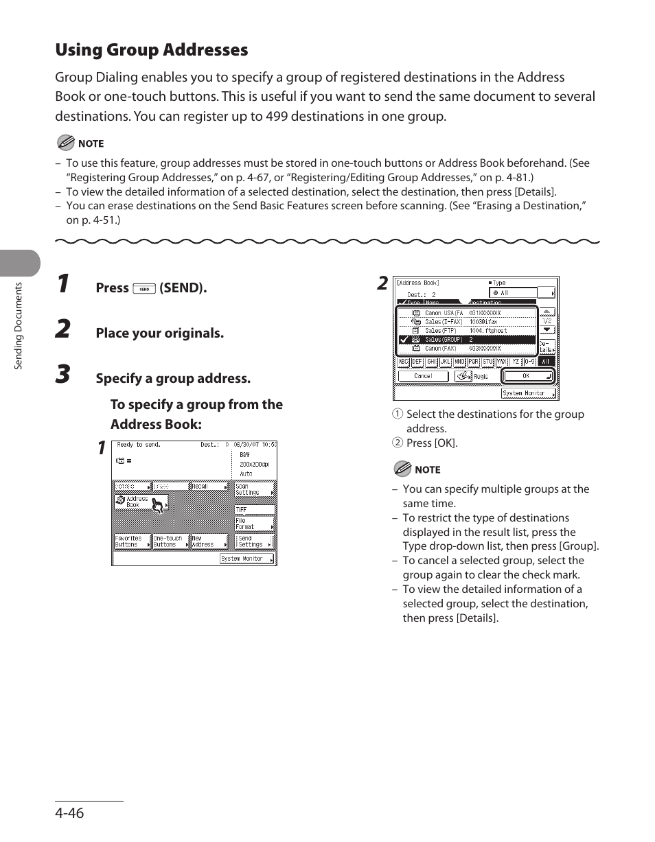 Using group addresses, Using group addresses ‑46 | Canon ImageCLASS MF7480 User Manual | Page 181 / 388