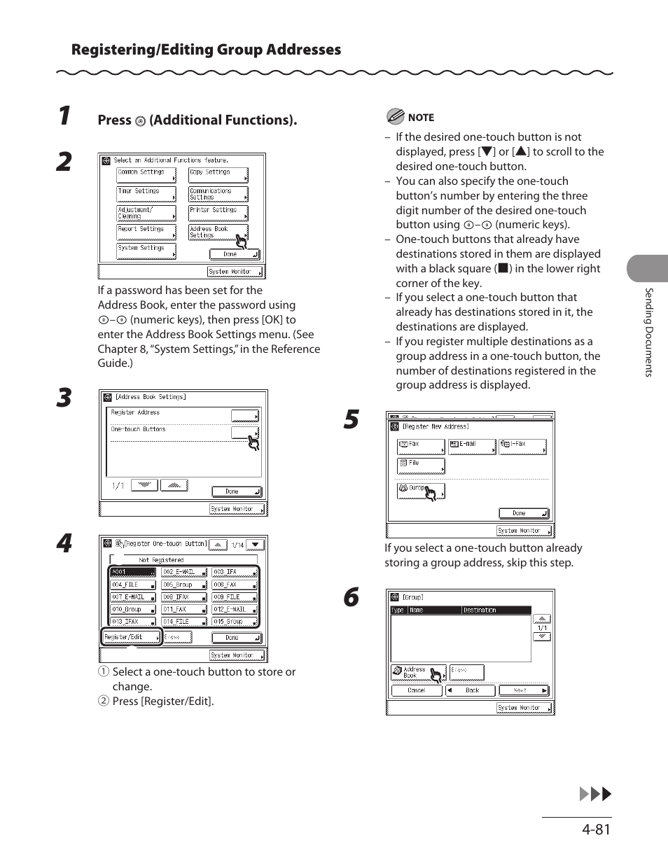 Registering/editing group addresses | Canon ImageCLASS MF7480 User Manual | Page 216 / 388