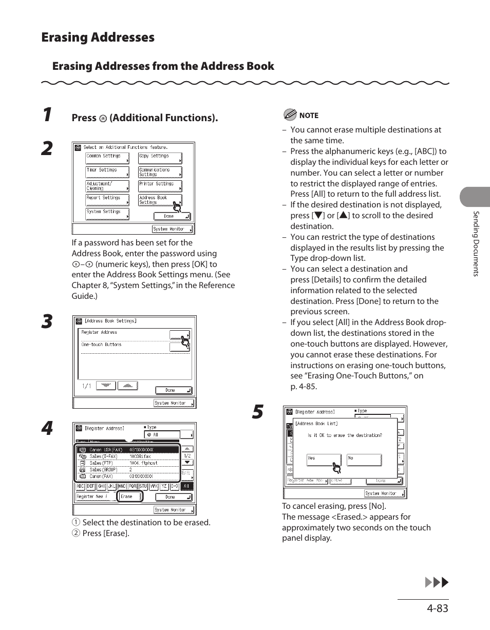 Erasing addresses, Erasing addresses ‑83 | Canon ImageCLASS MF7480 User Manual | Page 218 / 388