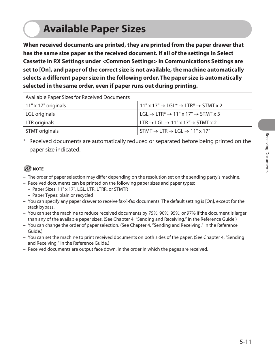 Available paper sizes, Available paper sizes -11 | Canon ImageCLASS MF7480 User Manual | Page 244 / 388