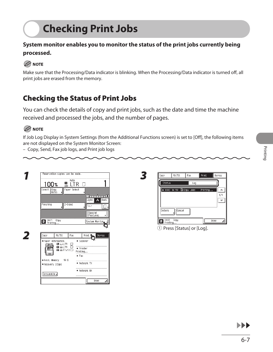 Checking print jobs, Checking the status of print jobs, Checking print jobs -7 | Checking the status of print jobs ‑7 | Canon ImageCLASS MF7480 User Manual | Page 252 / 388