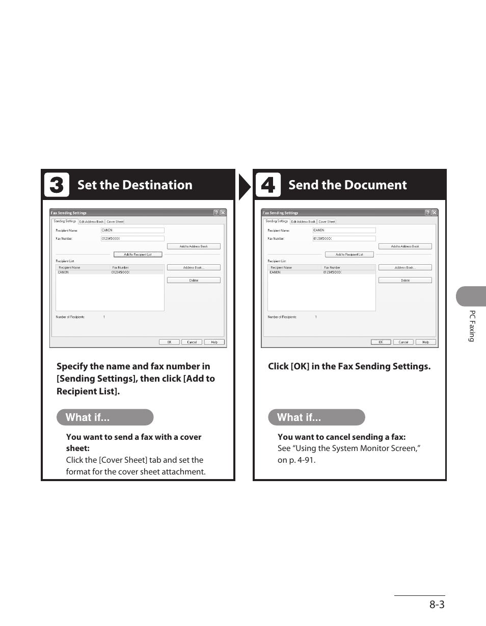 Set the destination send the document | Canon ImageCLASS MF7480 User Manual | Page 264 / 388