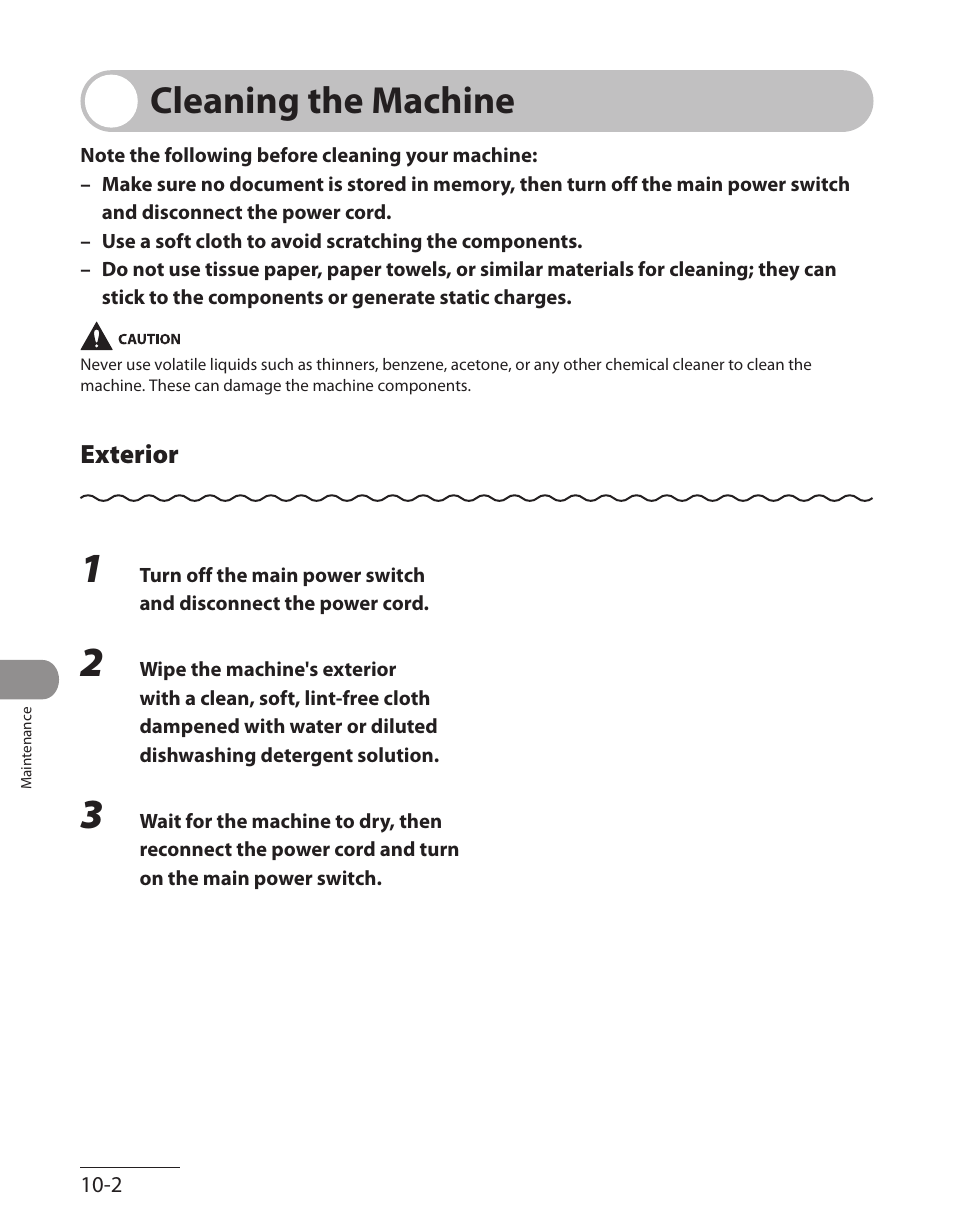 Cleaning the machine, Exterior, Cleaning the machine -2 | Exterior ‑2 | Canon ImageCLASS MF7480 User Manual | Page 271 / 388