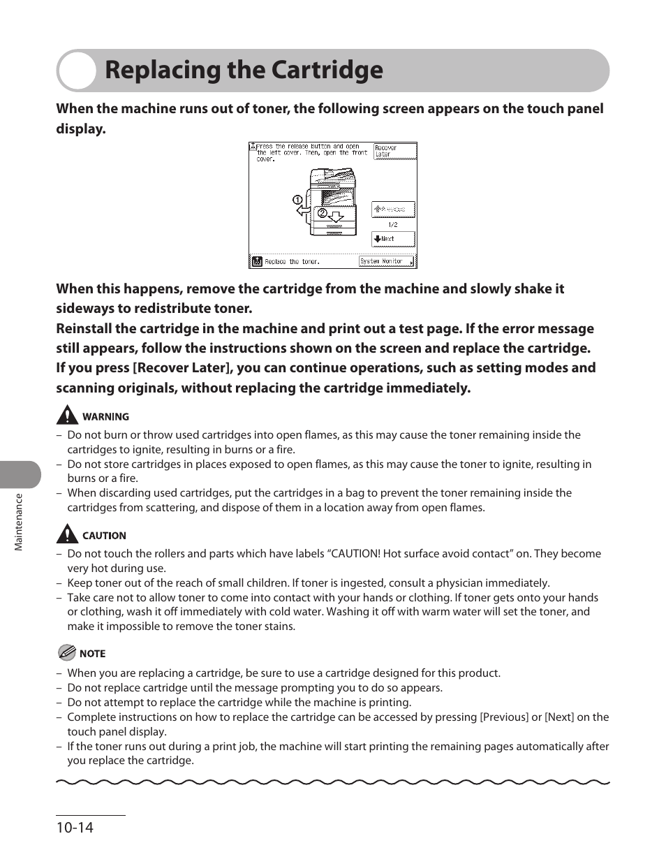 Replacing the cartridge, Replacing the cartridge -14 | Canon ImageCLASS MF7480 User Manual | Page 283 / 388