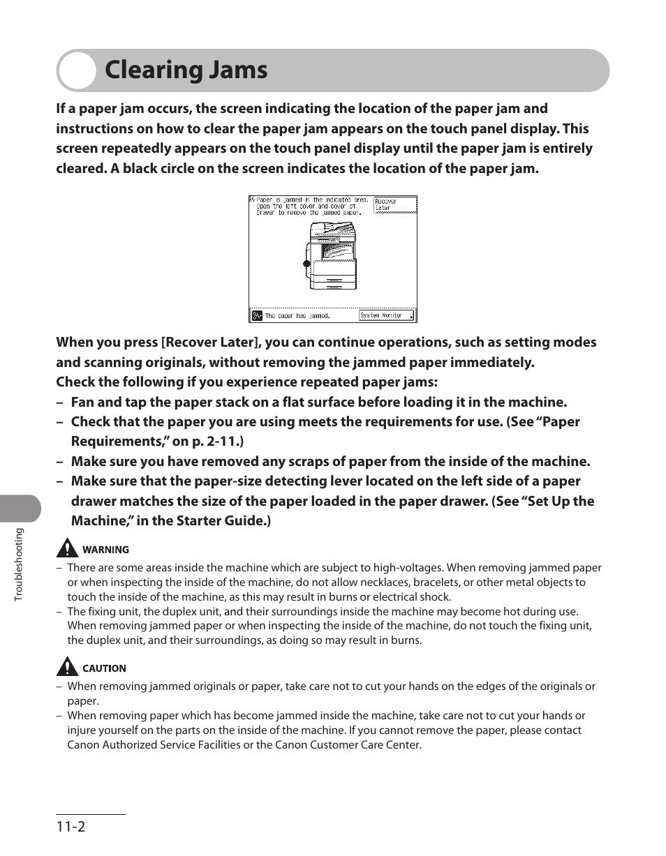 Clearing jams, Clearing jams -2 | Canon ImageCLASS MF7480 User Manual | Page 299 / 388