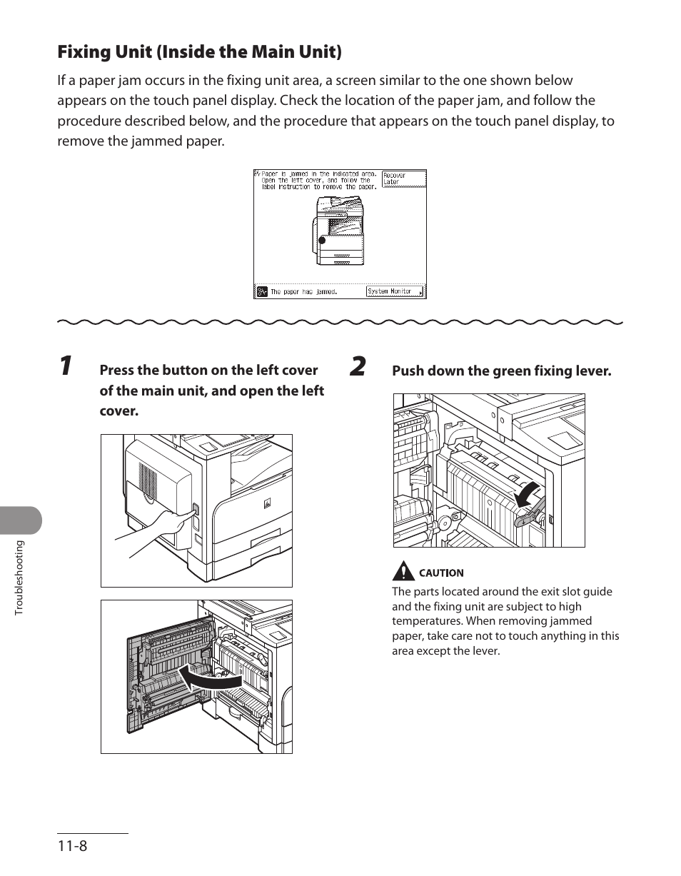 Fixing unit (inside the main unit), Fixing unit (inside the main unit) ‑8, Fixing unit (inside the main unit),” on p. 11‑8.) | Canon ImageCLASS MF7480 User Manual | Page 305 / 388