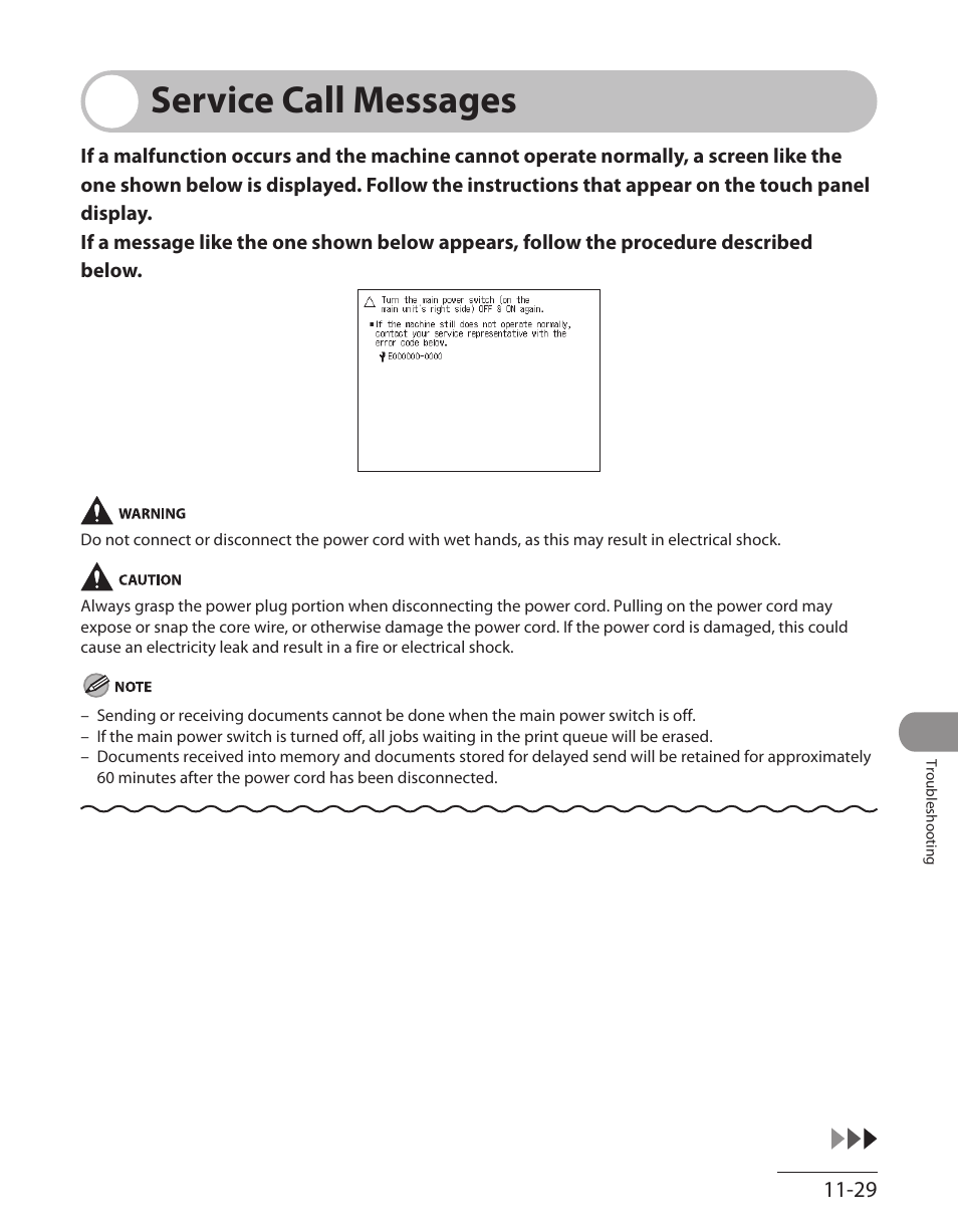 Service call messages, Service call messages -29 | Canon ImageCLASS MF7480 User Manual | Page 326 / 388