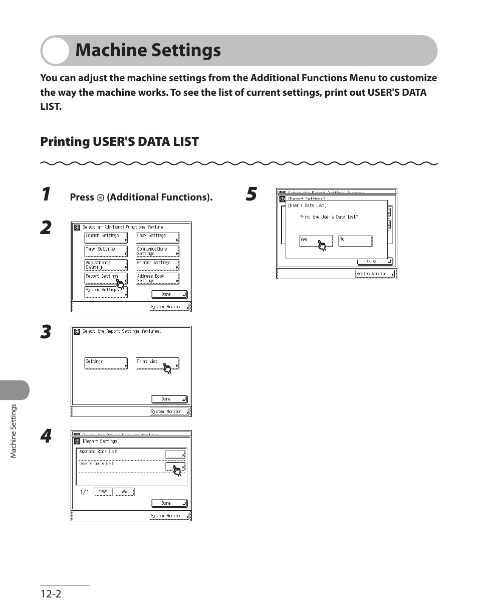 Machine settings, Printing user's data list, Machine settings -2 | Printing user's data list ‑2 | Canon ImageCLASS MF7480 User Manual | Page 331 / 388