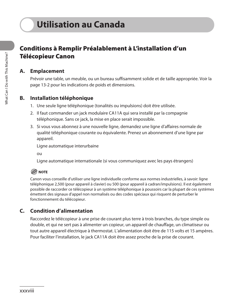 Utilisation au canada | Canon ImageCLASS MF7480 User Manual | Page 39 / 388