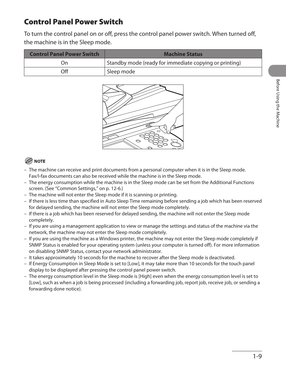 Control panel power switch, Control panel power switch ‑9 | Canon ImageCLASS MF7480 User Manual | Page 50 / 388